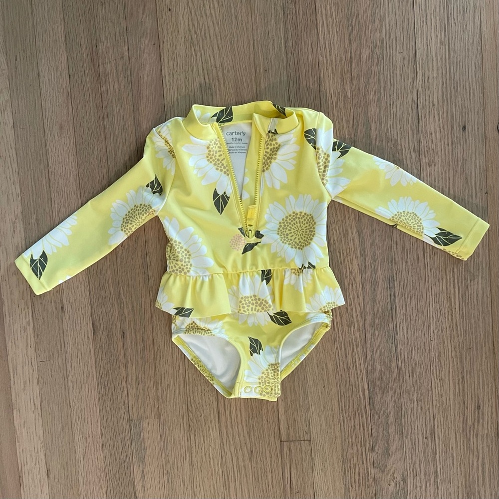 Sunflower rash guard bathing suit